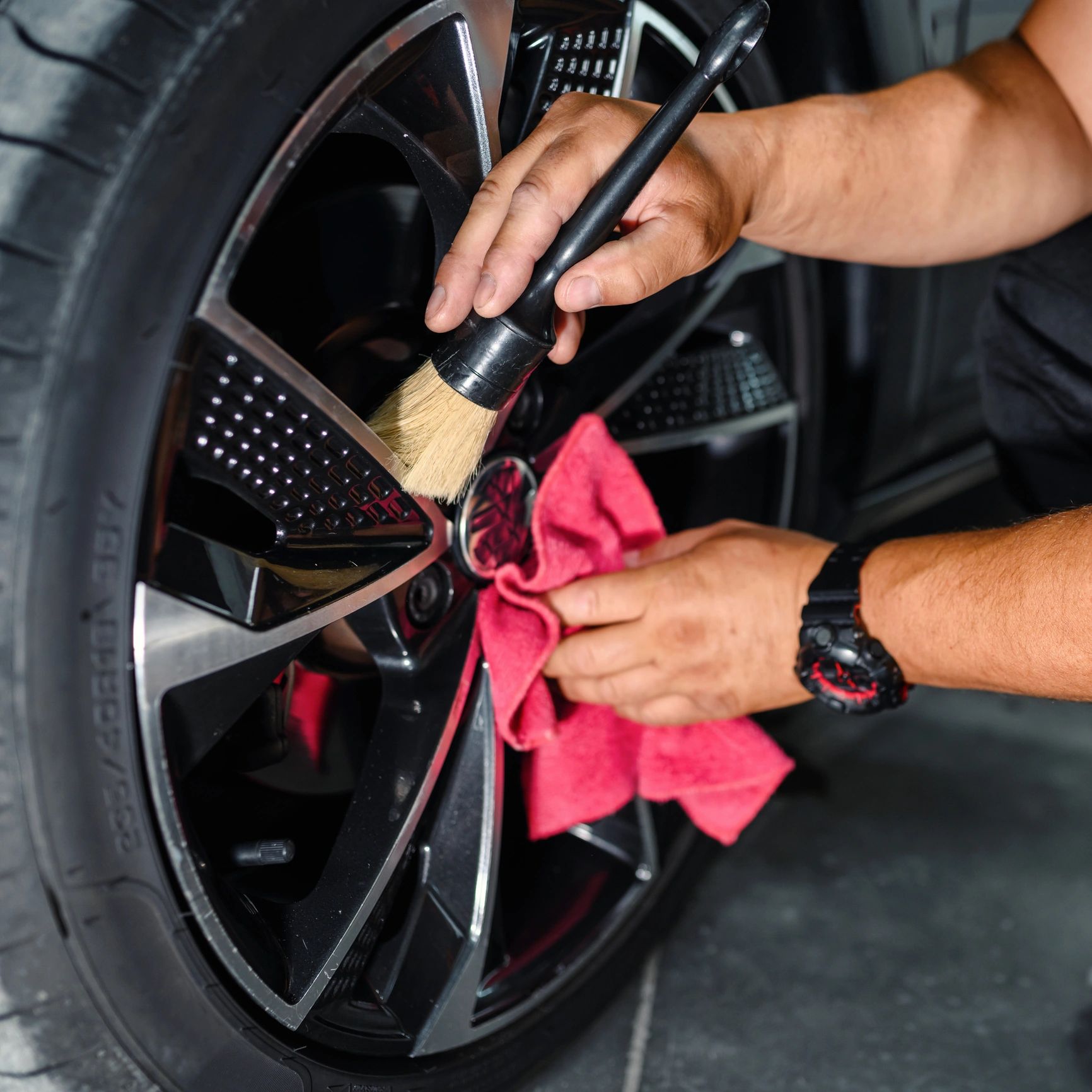 Car detailing close-up
